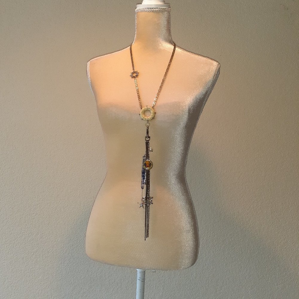 Betsy Johnson Long Nautical Charm Necklace